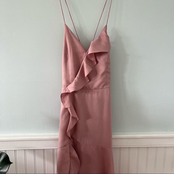 NEW ✨ Lulu’s Selmah Mauve Ruffled Lace-Up Maxi Dress M - Picture 5 of 13